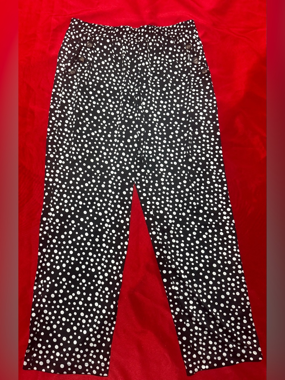 NY Collection Black & White Polka Dot Trousers
